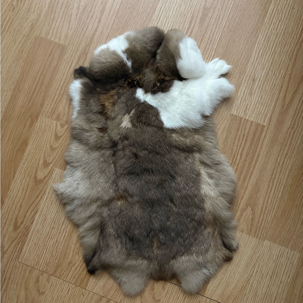 A398 Natural Rabbit Fur Pelt - Plush Multi-Tone